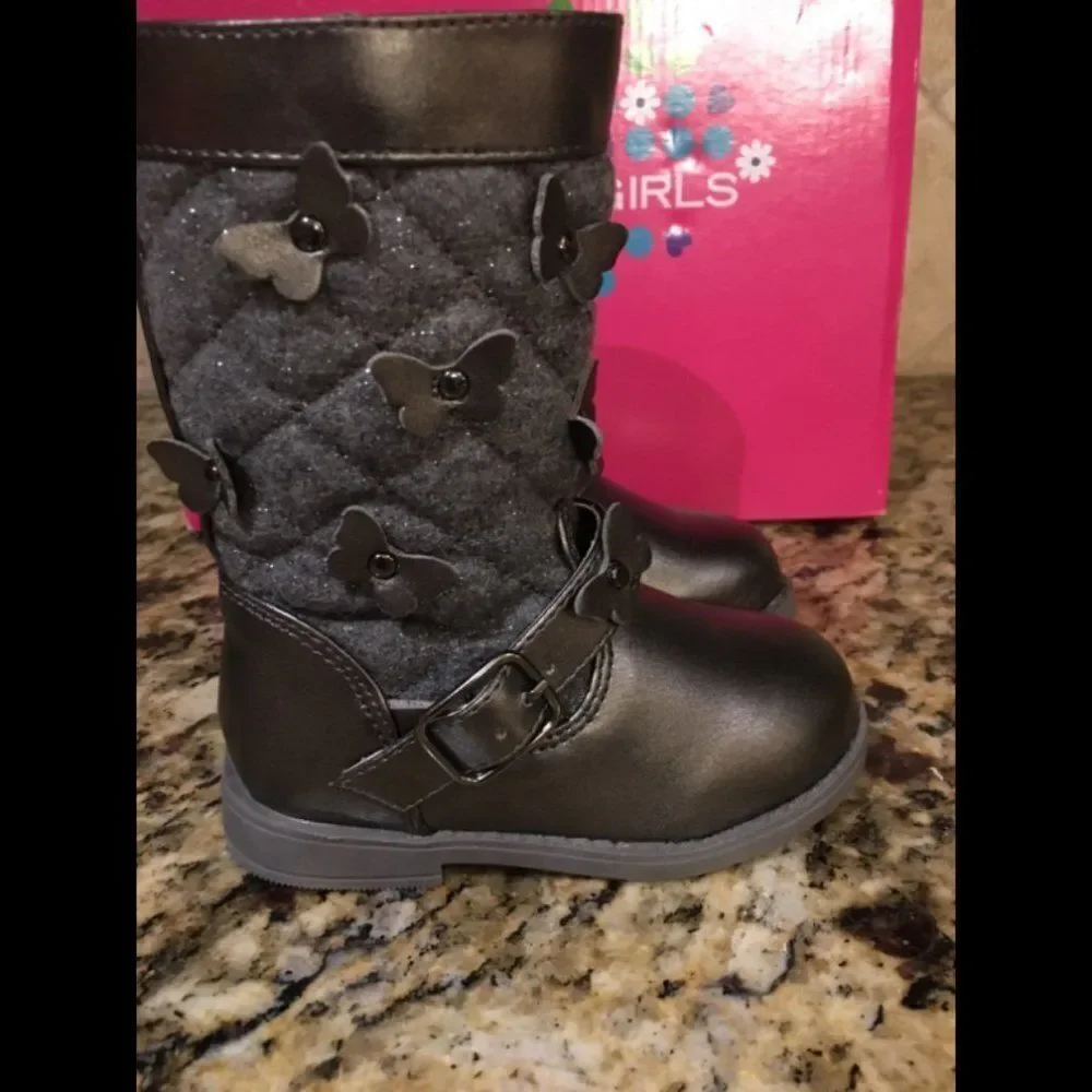 NEW Rampage Girl's Gray Girls Boots 5
